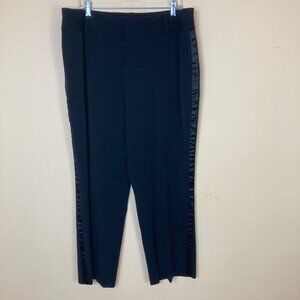 Merona Black Pants Tuxedo Stripe 18W Poly Blend Office Party